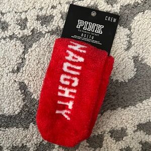 Victoria’s Secret PINK Holiday 2016 Naughty / Nice cozy socks, red, NEW!